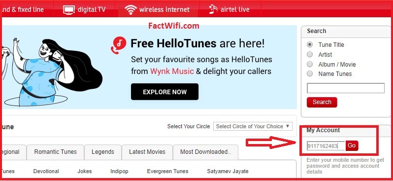 Login with Airtel Hellotune official website Login with Airtel Hellotune official website
