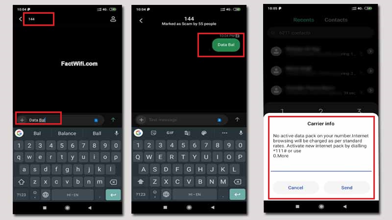 how to check vodefone net balance by sending sms